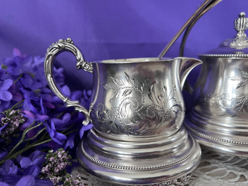 Meriden Britannia Silver Sugar & Cream Service | Victorian Silver Plate | The Lilac Bloom Vintage