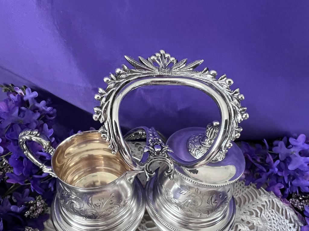 Meriden Britannia Silver Sugar & Cream Service | Victorian Silver Plate | The Lilac Bloom Vintage