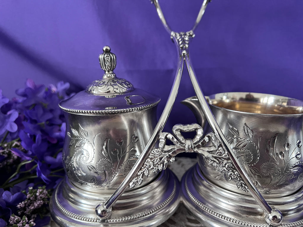 Meriden Britannia Silver Sugar & Cream Service | Victorian Silver Plate | The Lilac Bloom Vintage