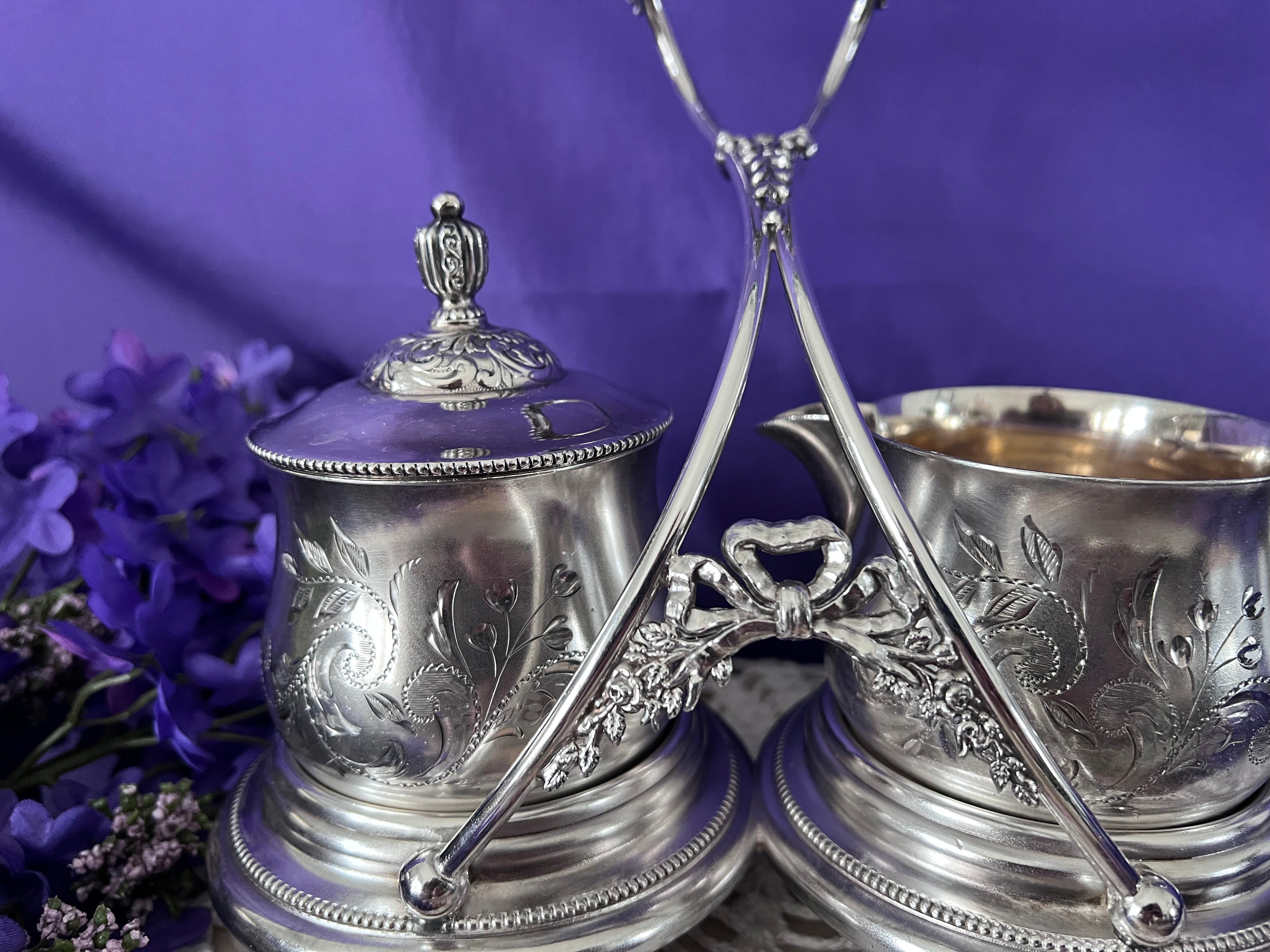 Meriden Britannia Silver Sugar & Cream Service | Victorian Silver Plate | The Lilac Bloom Vintage