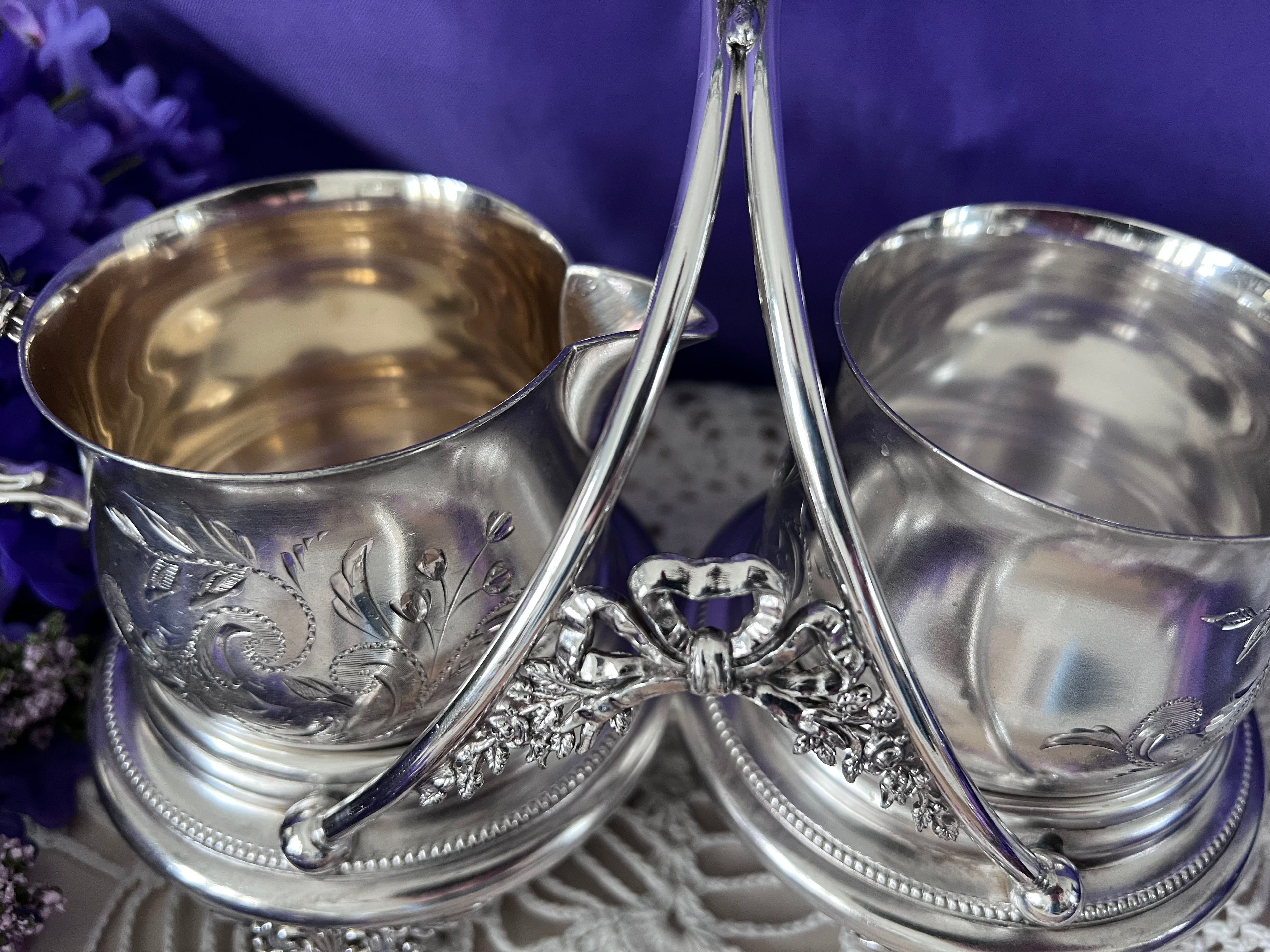 Meriden Britannia Silver Sugar & Cream Service | Victorian Silver Plate | The Lilac Bloom Vintage