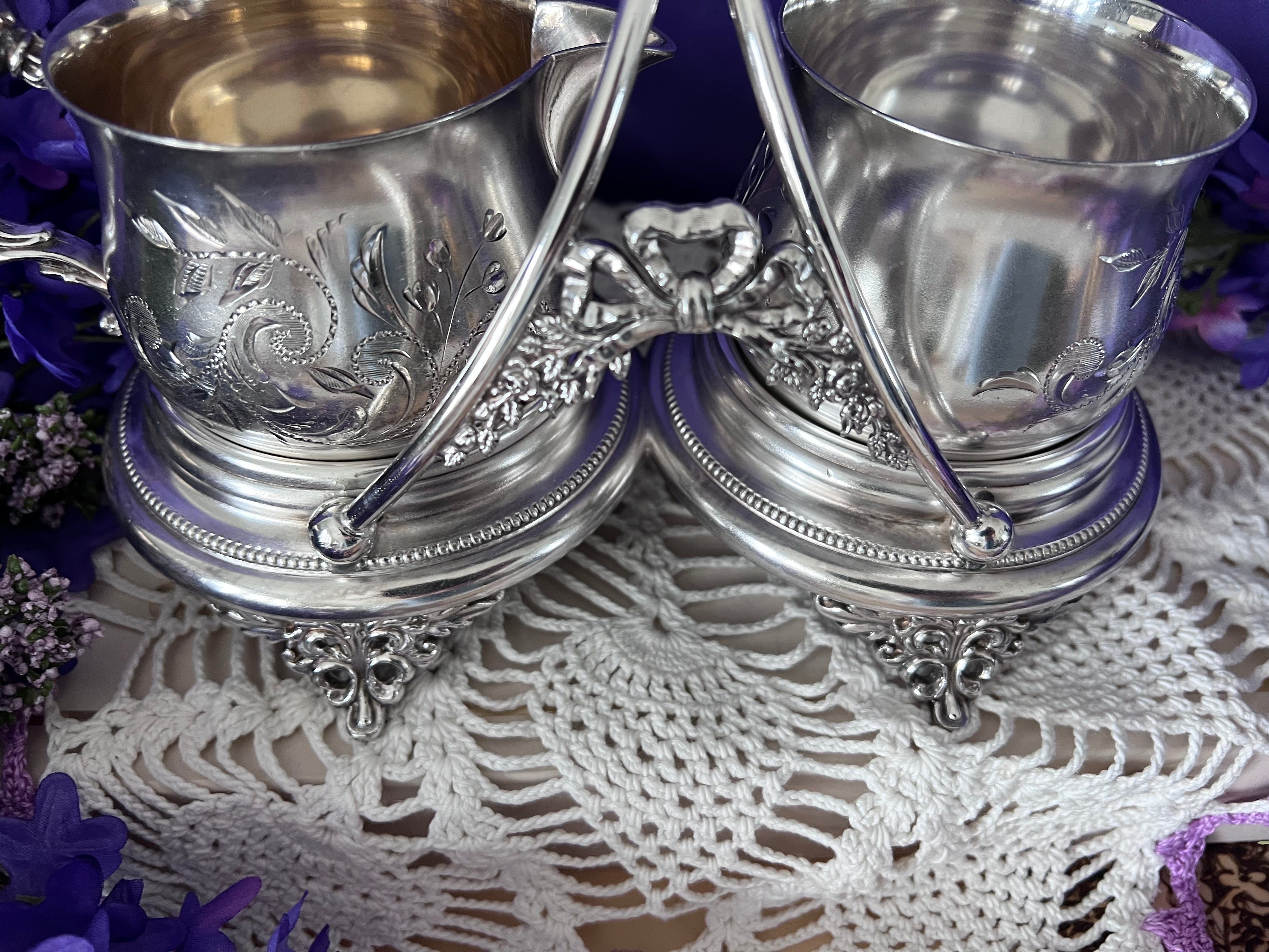 Meriden Britannia Silver Sugar & Cream Service | Victorian Silver Plate | The Lilac Bloom Vintage