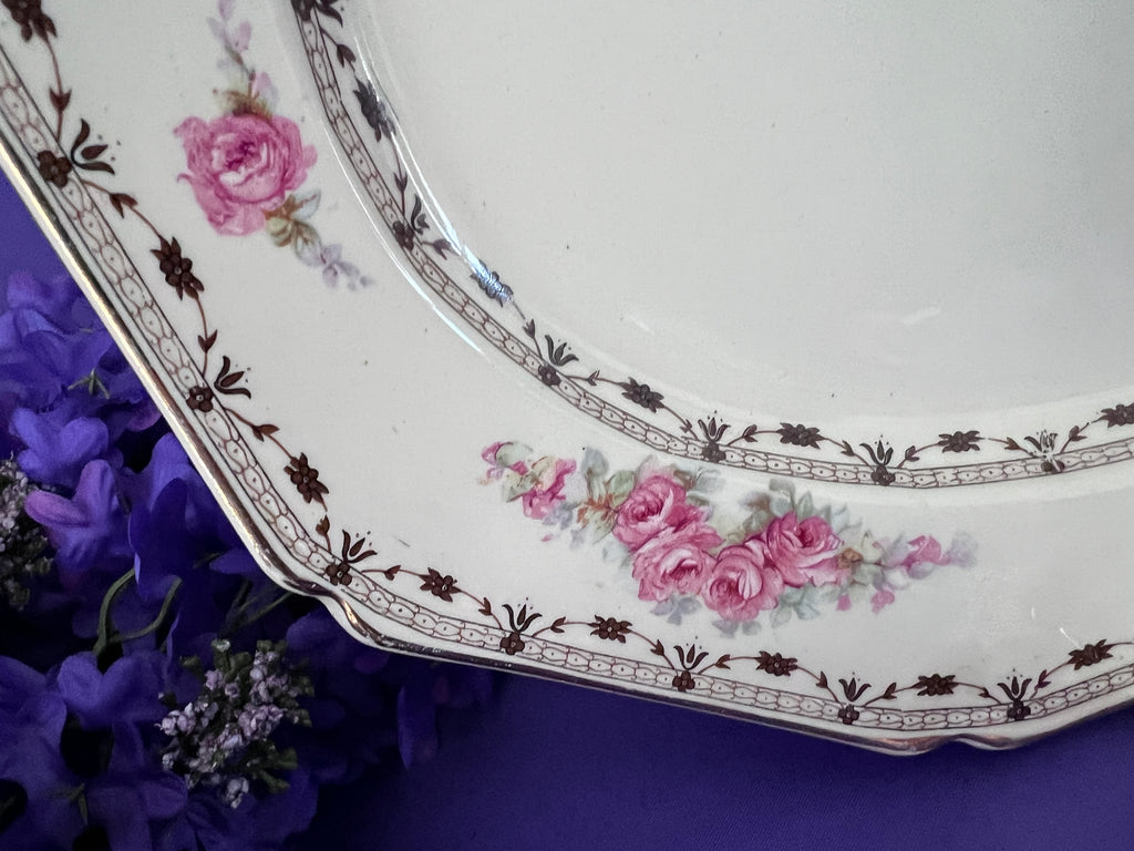Thomas Hughes Coronation Rose China – Pink Rose English Ironstone, 1930s Unicorn Mark