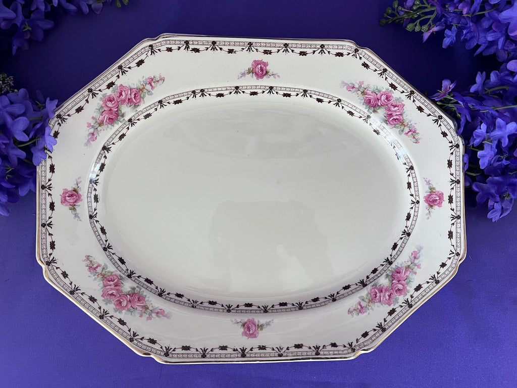 Thomas Hughes Coronation Rose China – Pink Rose English Ironstone, 1930s Unicorn Mark