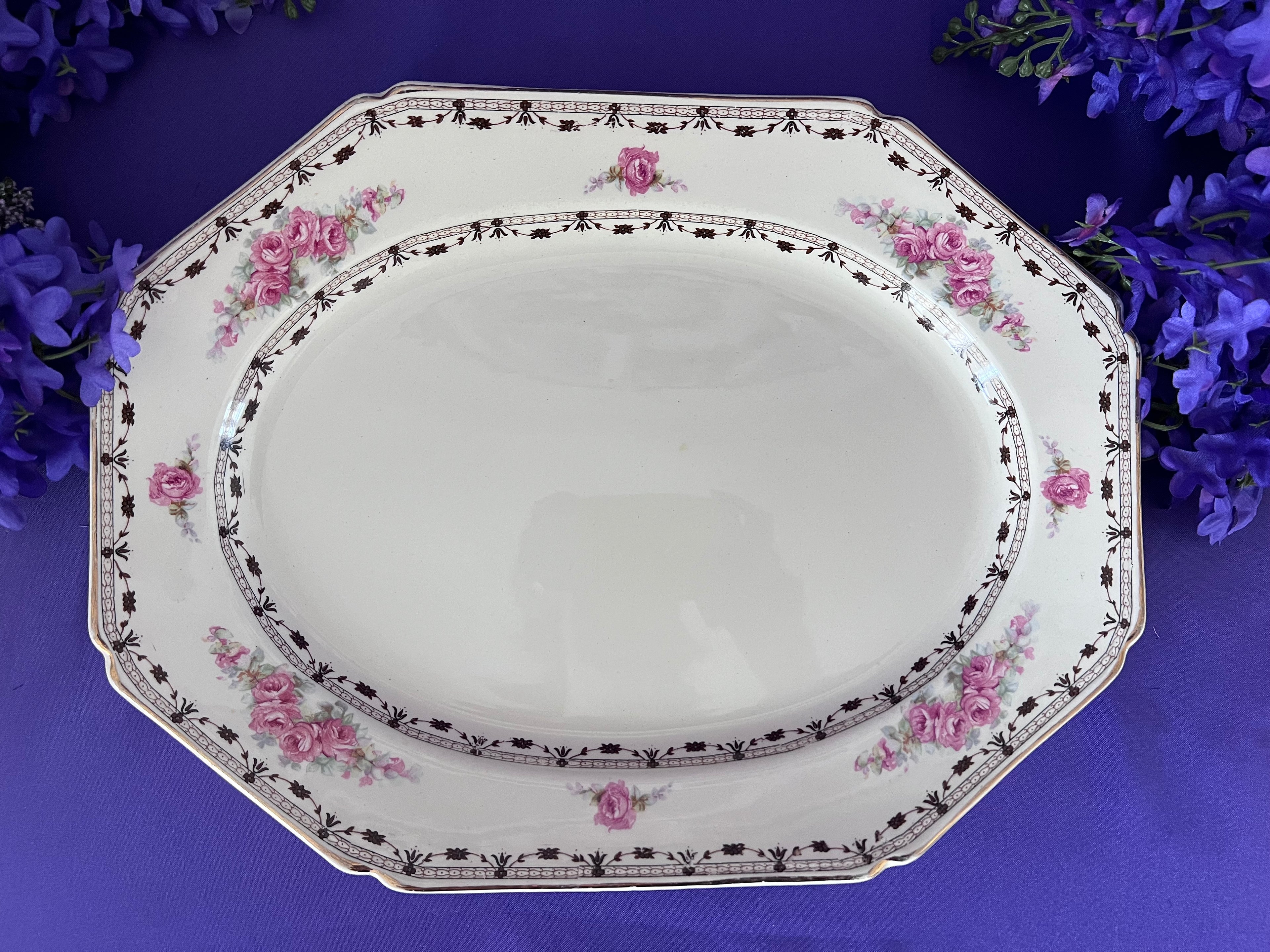 Thomas Hughes Coronation Rose China – Pink Rose English Ironstone, 1930s Unicorn Mark