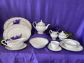 Vintage Johnson Bros Regency Tea & Dinner Service – 8 Place Settings – Silver Scroll & Scalloped Edge