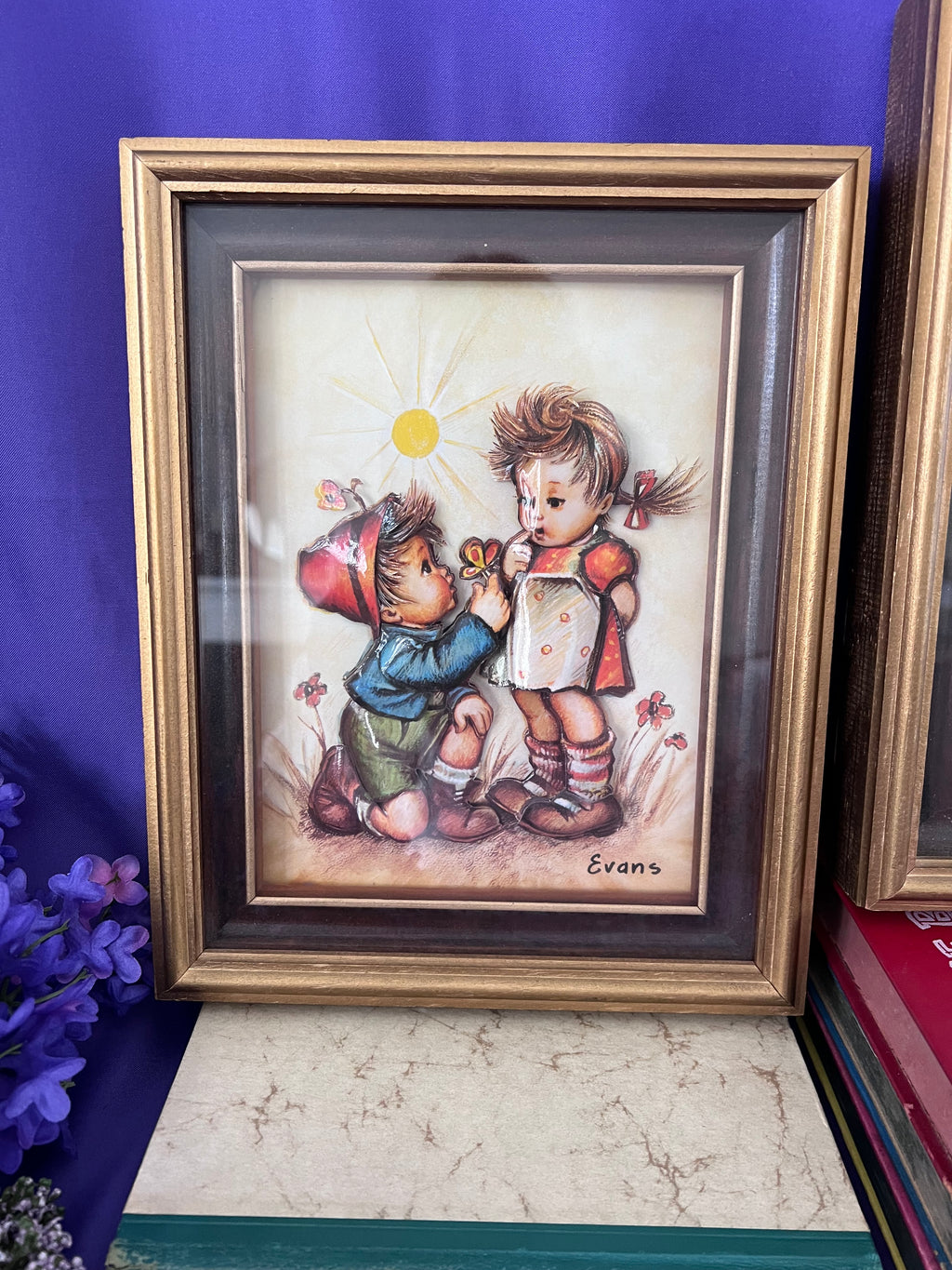 Vintage 1980s 3D Paper Tole Art - Pair of Framed Mabel Lucie Attwell Illustrations