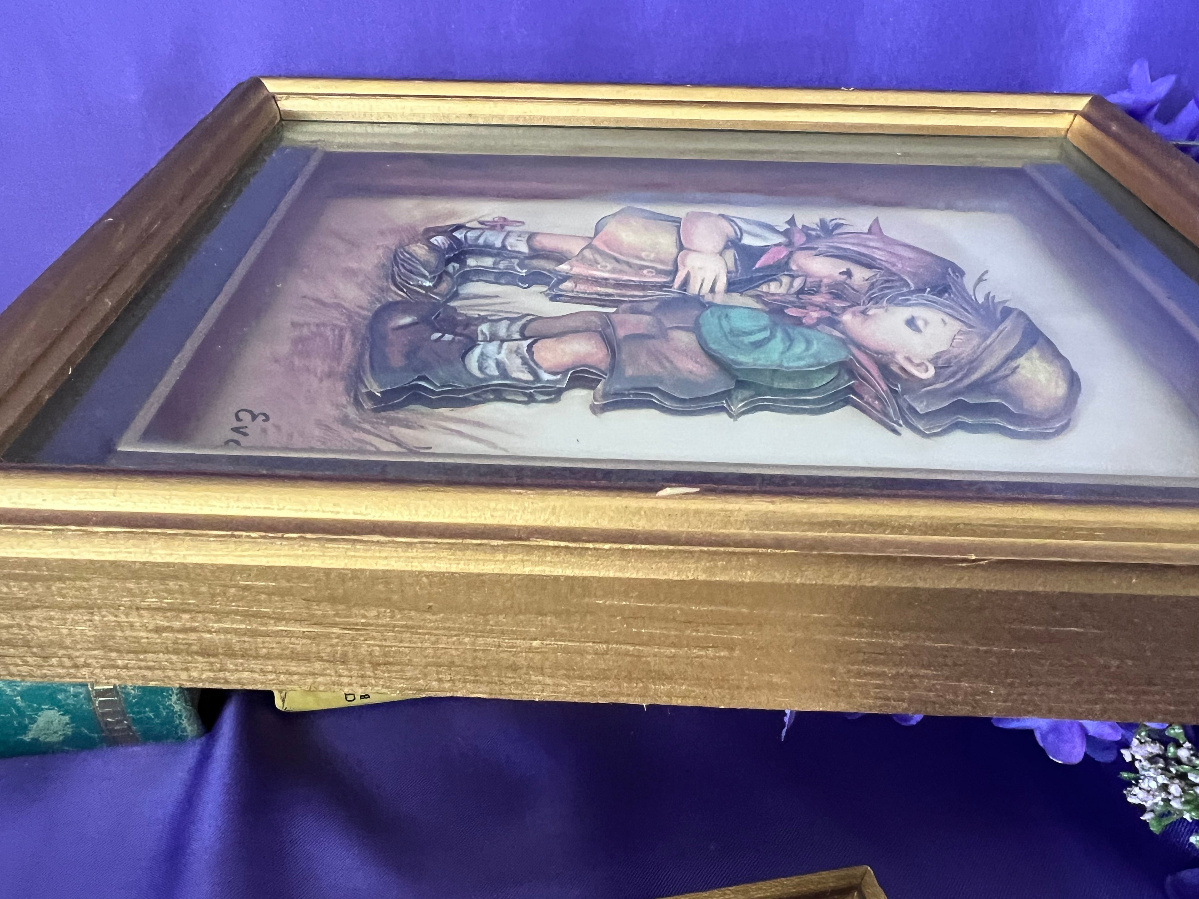Vintage 1980s 3D Paper Tole Art - Pair of Framed Mabel Lucie Attwell Illustrations