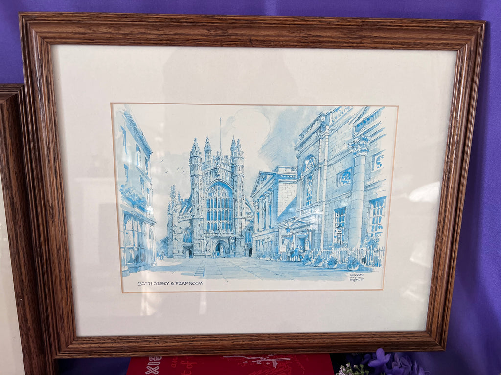 Vintage Kenneth A. Bromley Framed Prints – Pulteney Bridge & Bath Abbey, Bath England – Pair
