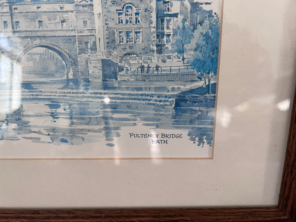 Vintage Kenneth A. Bromley Framed Prints – Pulteney Bridge & Bath Abbey, Bath England – Pair