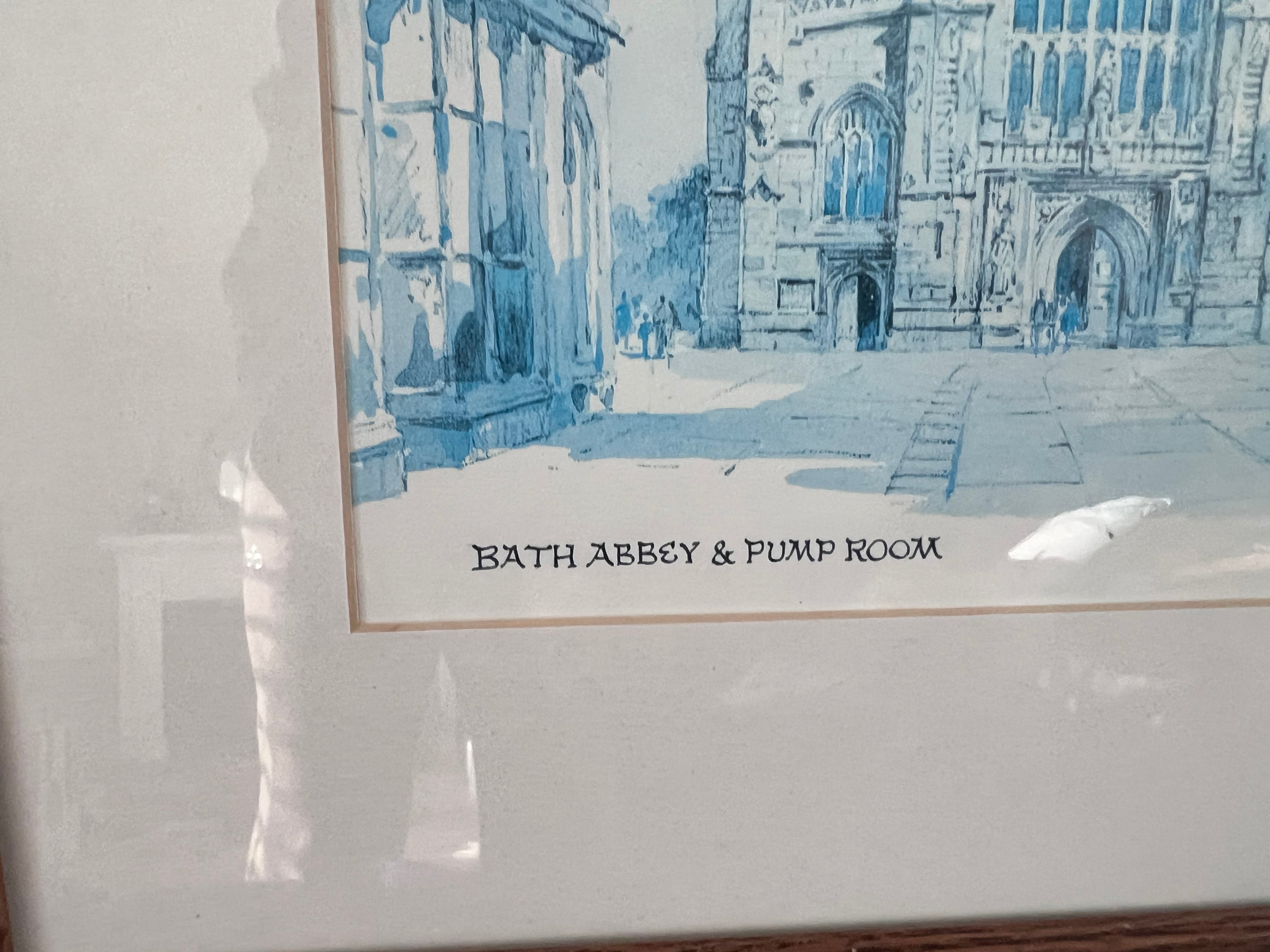 Vintage Kenneth A. Bromley Framed Prints – Pulteney Bridge & Bath Abbey, Bath England – Pair