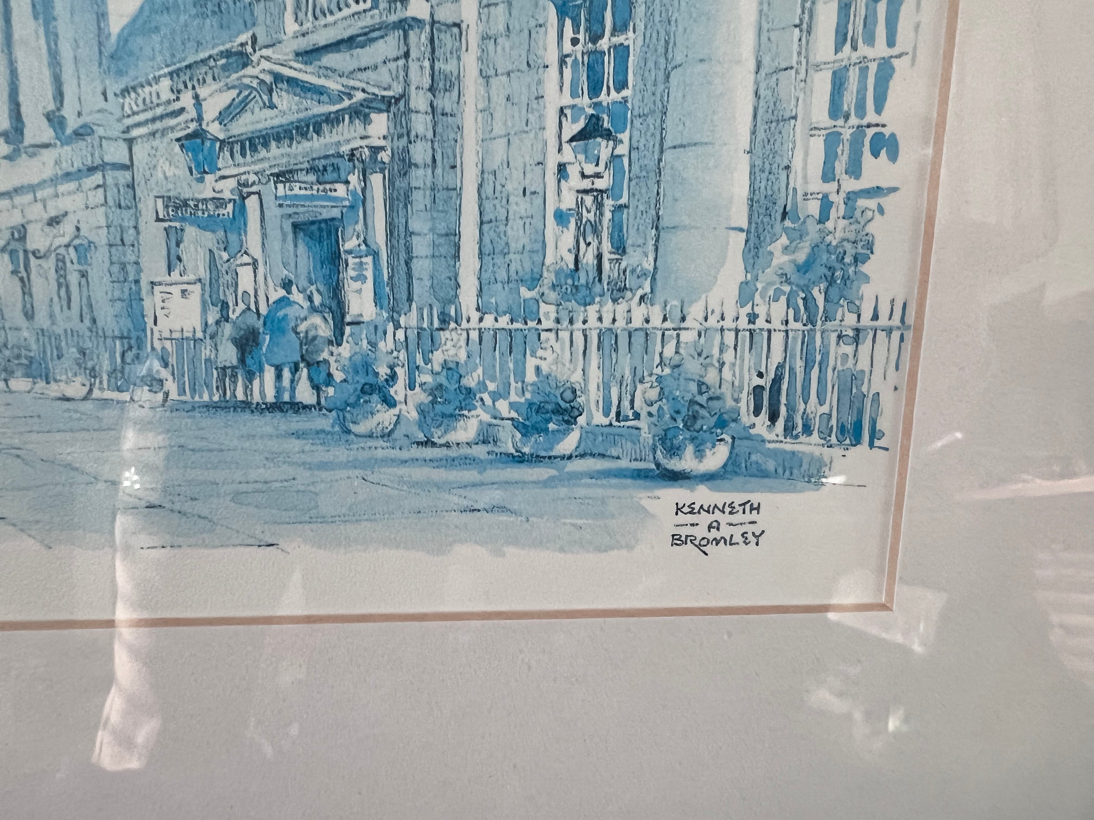 Vintage Kenneth A. Bromley Framed Prints – Pulteney Bridge & Bath Abbey, Bath England – Pair