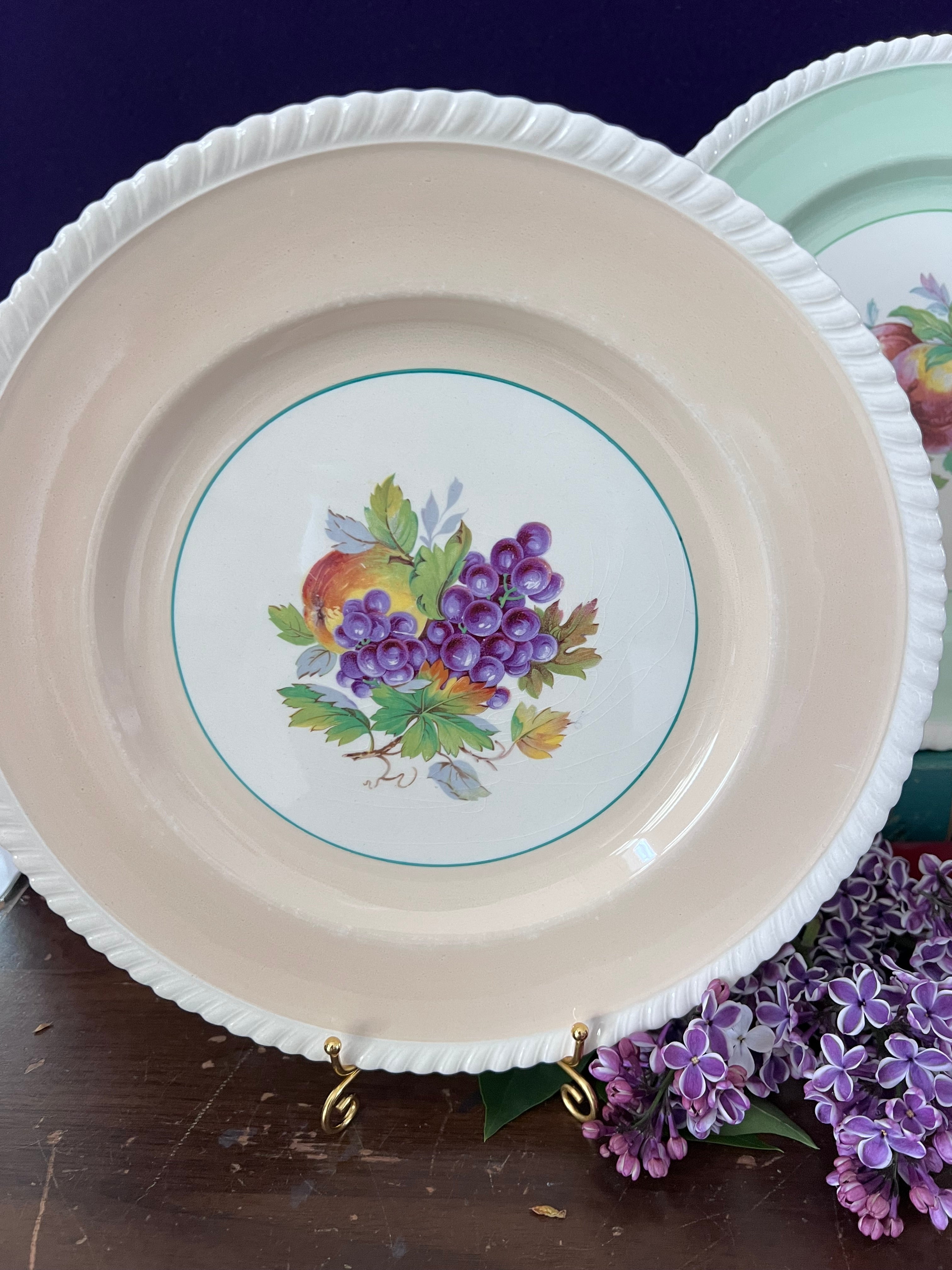 Vintage Johnson Brothers "Old English" Pastel Fruit Plates - Set of 4 | Grandmillennial Shabby Chic English Ironstone Dessert Plates | Pink, Blue, Green, Peach