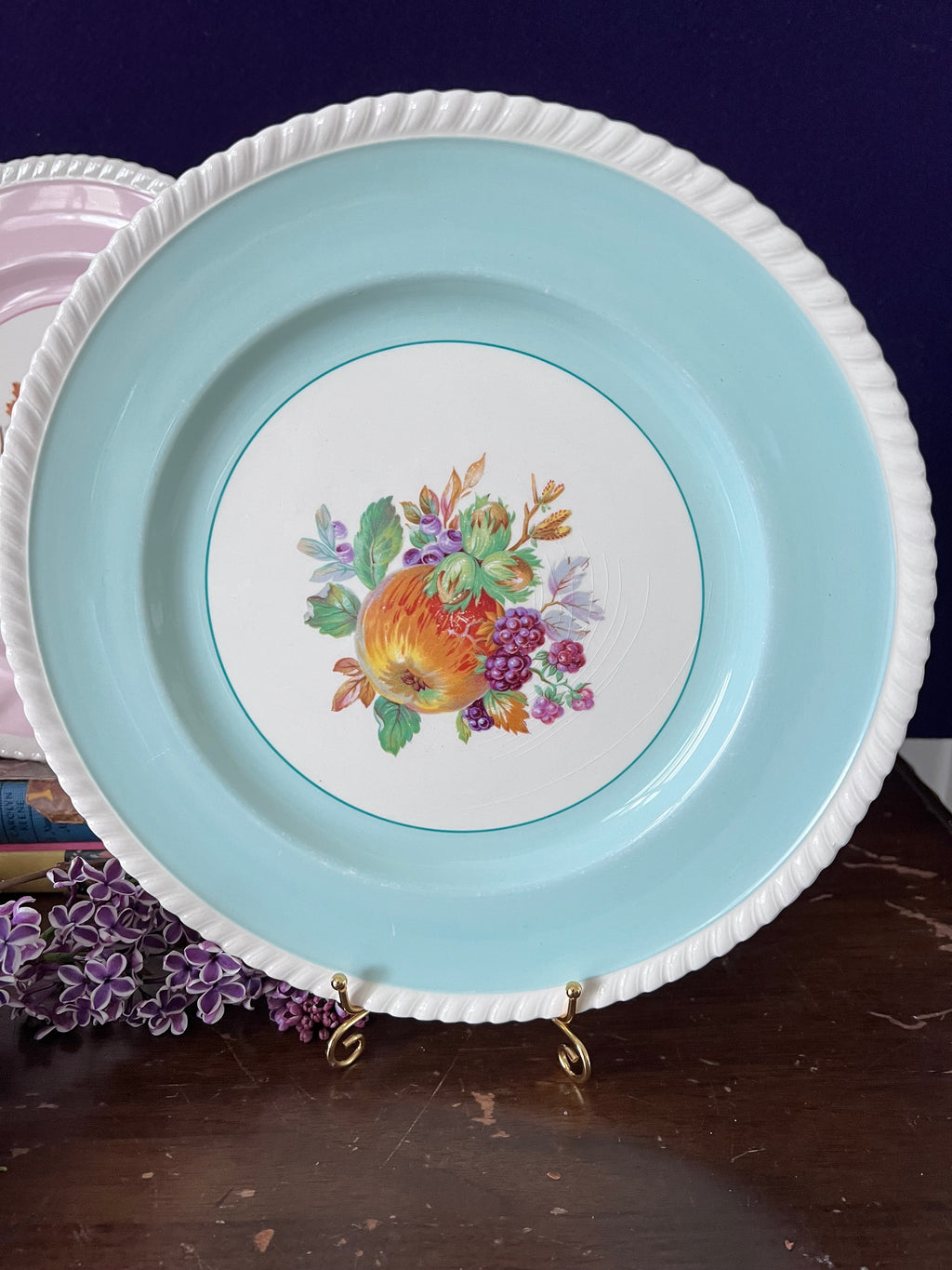 Vintage Johnson Brothers "Old English" Pastel Fruit Plates - Set of 4 | Grandmillennial Shabby Chic English Ironstone Dessert Plates | Pink, Blue, Green, Peach