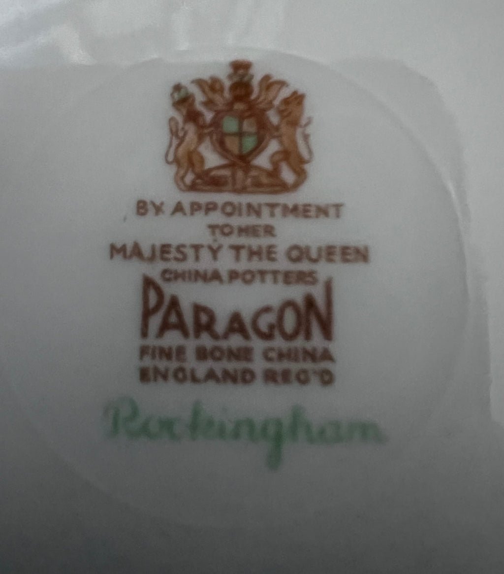 Vintage Paragon "Rockingham Green" Fine Bone China Tea Set – Service for Two with Creamer, Sugar, and 6 Plates – Bird of Paradise