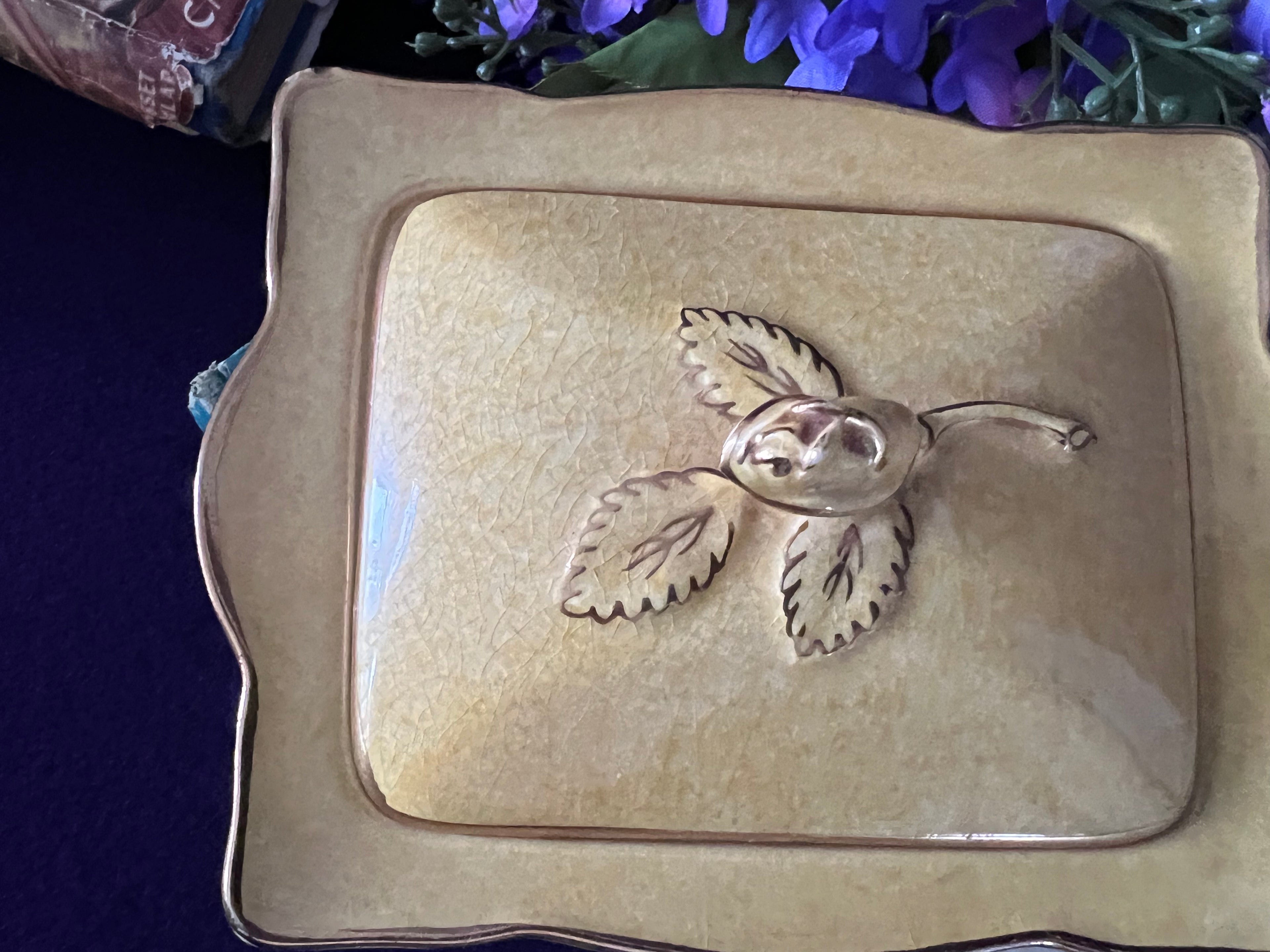 Vintage Royal Winton Grimwades Yellow Rosebud Footed Trinket Box - Made in England 1940s