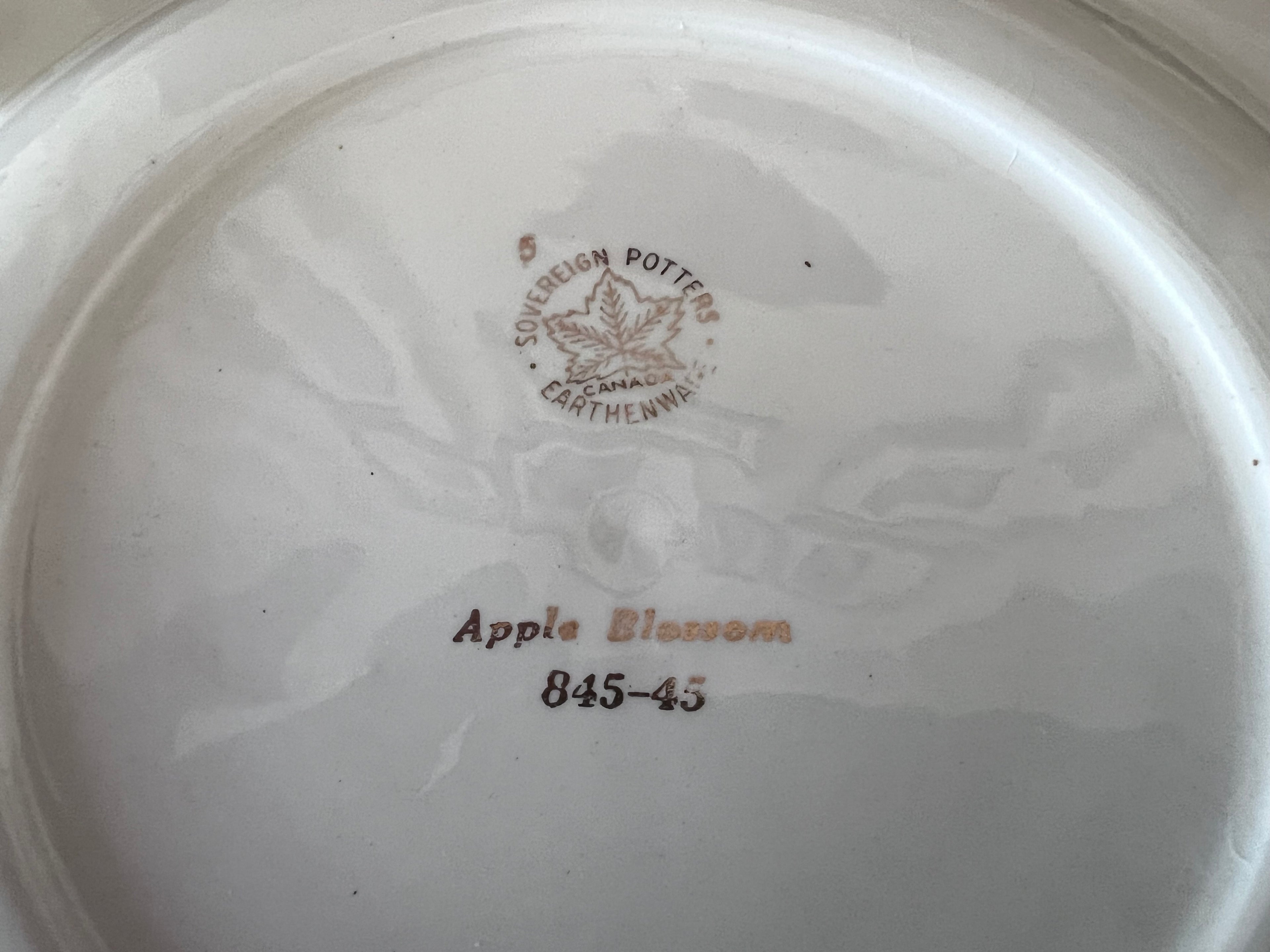 Vintage Sovereign Potters Apple Blossom Lunch Set - Service for 4, Dinner Plates & Soup Bowls, Mid-Century Cottagecore Ironstone