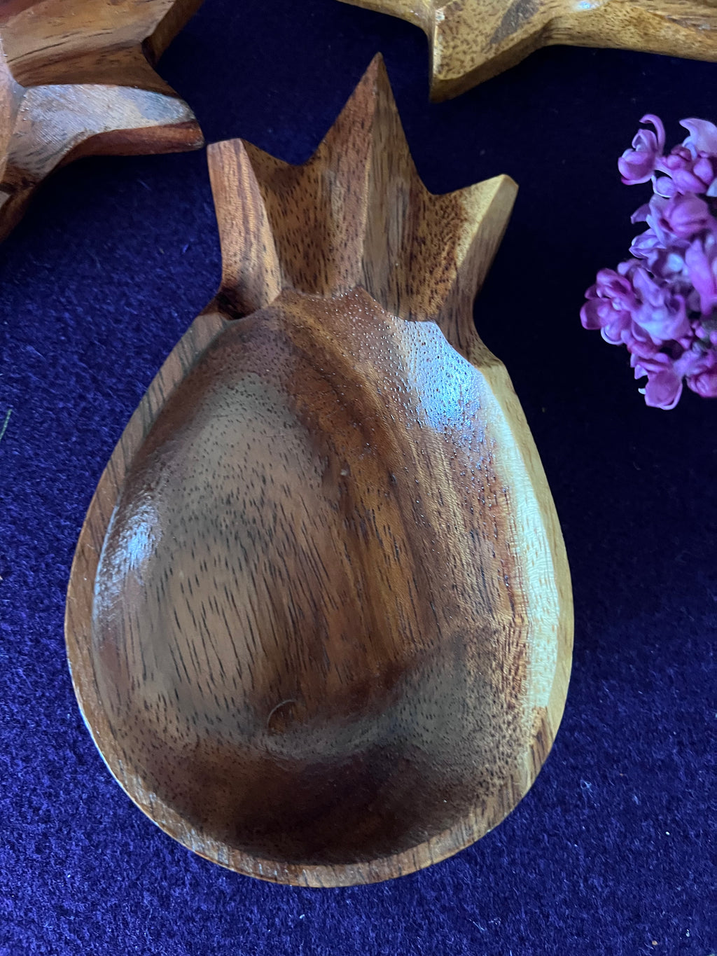 Vintage Mid-Century Monkey Pod Wood Pineapple Dishes - Set of 3 | Tropical Tiki Barware, Boho Catchall Bowls