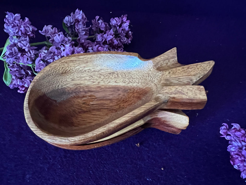Vintage Mid-Century Monkey Pod Wood Pineapple Dishes - Set of 3 | Tropical Tiki Barware, Boho Catchall Bowls