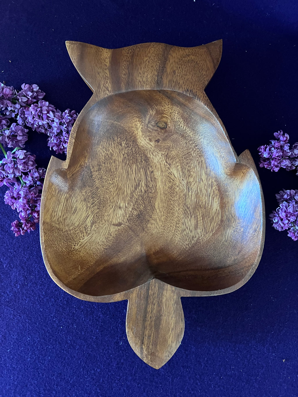 Mid-Century Vintage Hand-Carved Monkey Pod Wood Turtle Serving Dish / Catchall 🐢