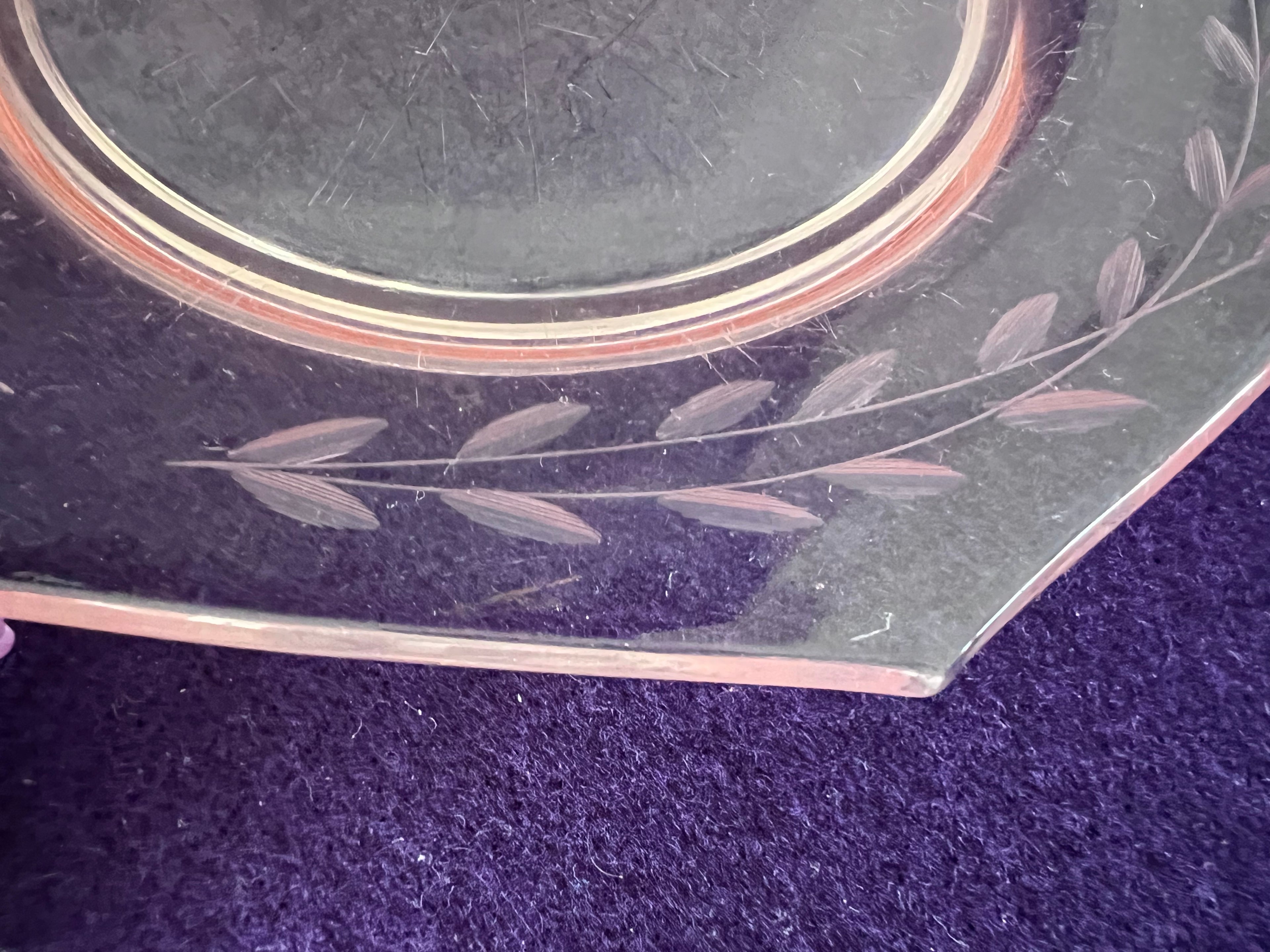 Vintage Pink Depression Glass Octagonal Plates – Laurel Leaf & Star Motif – Set of 6