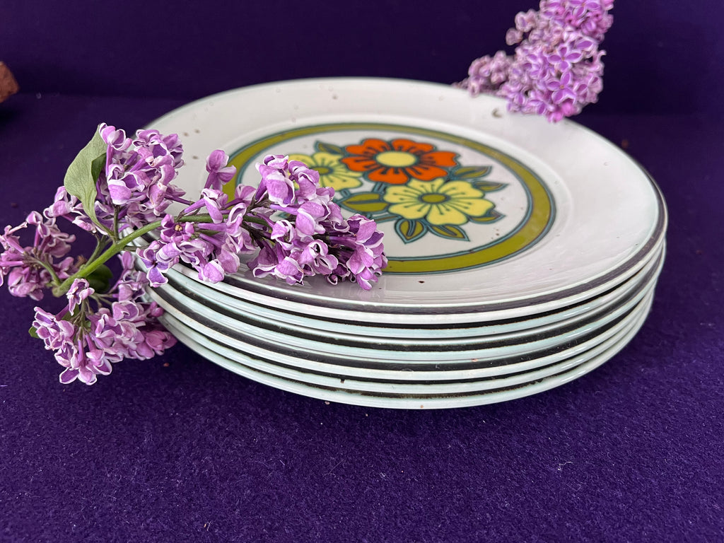 Vintage Johnson Brothers Ironstone Dinner Plates - Cadogan Gardens, Chelsea Collection - Set of 6 - Made in England 1970s Retro Floral Boho
