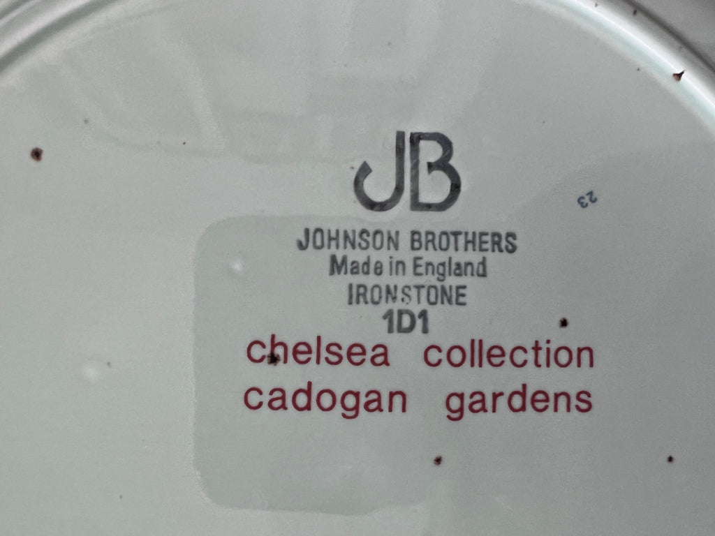 Vintage Johnson Brothers Ironstone Dinner Plates - Cadogan Gardens, Chelsea Collection - Set of 6 - Made in England 1970s Retro Floral Boho