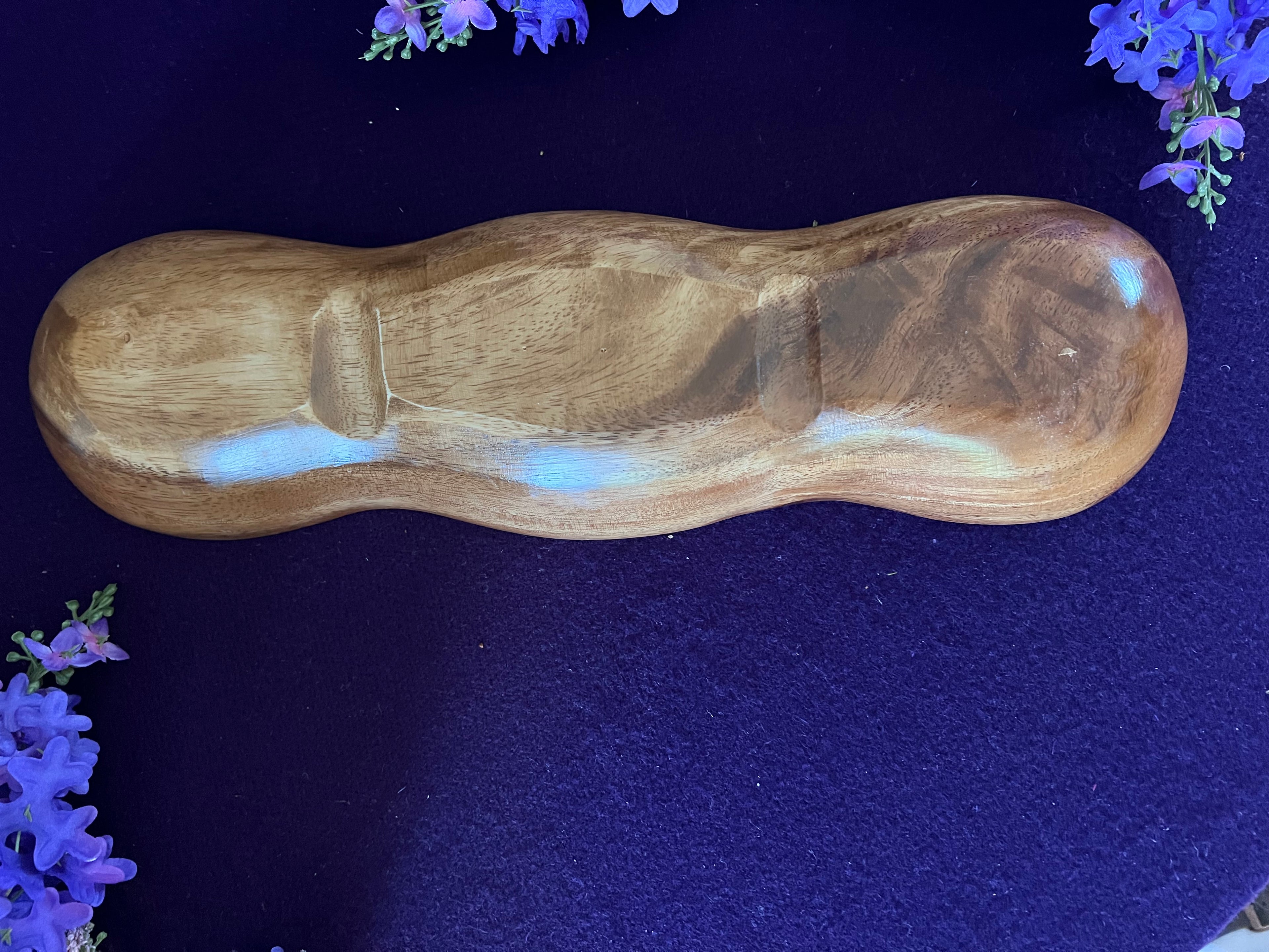 Vintage Mid-Century Modern Monkey Pod Wood 3-Divided Serving Dish
