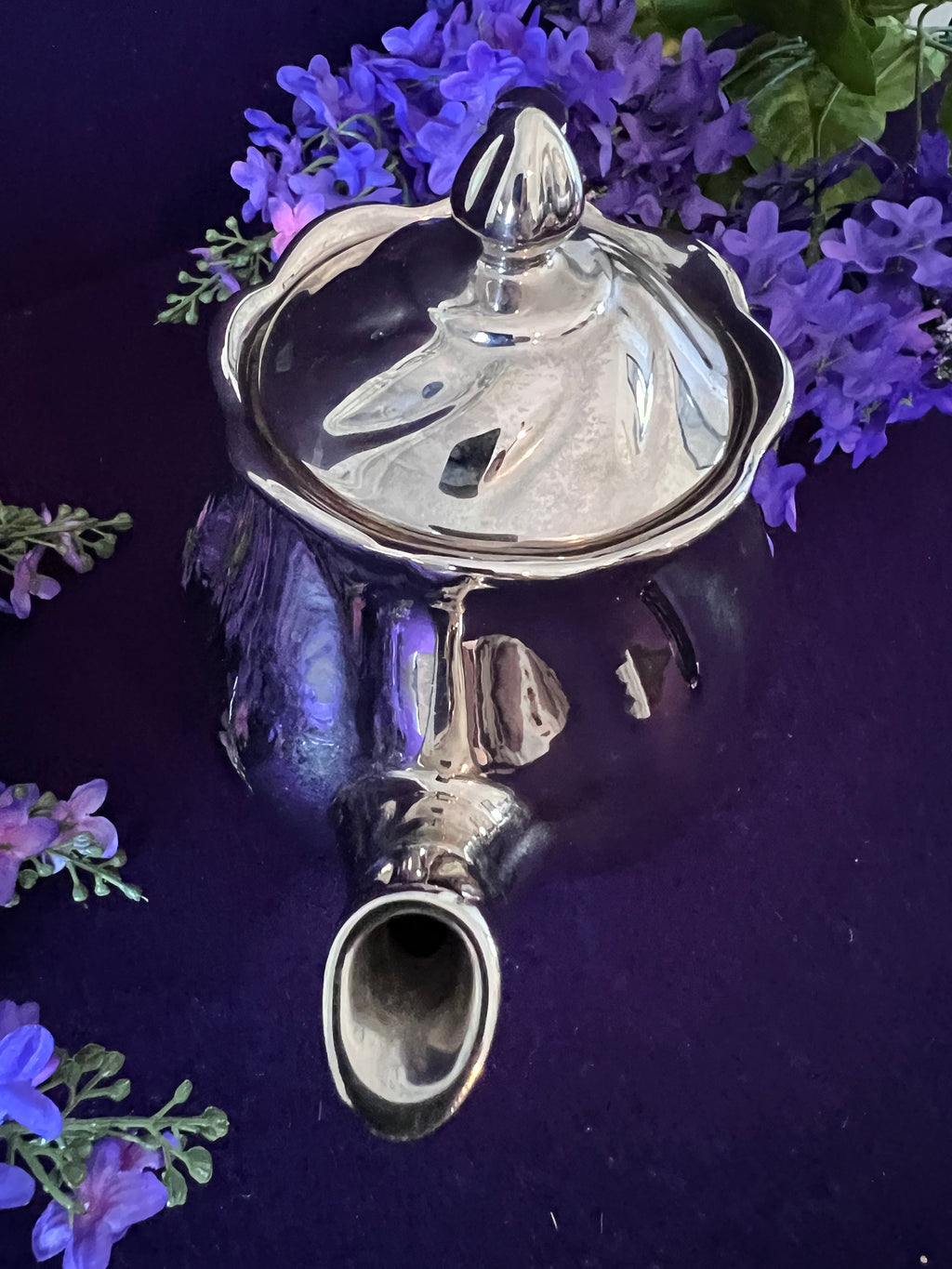 Vintage Royal Winton Platinum Lustre 3-Piece Tea Set - Teapot, Creamer, and Sugar Bowl - Made in England - Mid-Century Silver Lustreware