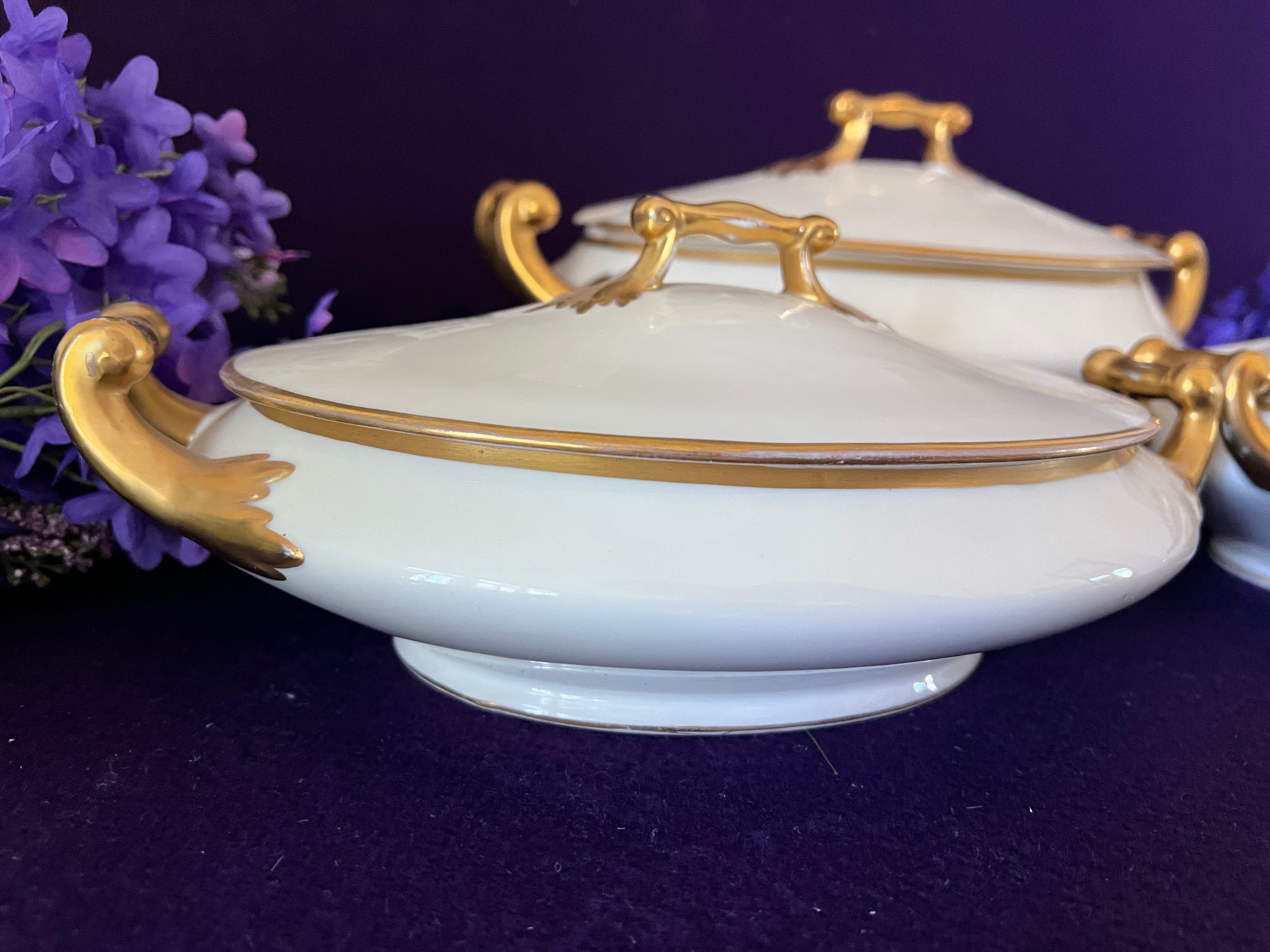 Grand Turn-of-the-Century Limoges France White & Gold Estate Dinner Service - 93 Pieces