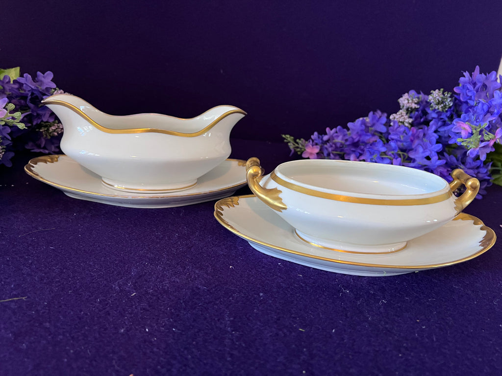 Grand Turn-of-the-Century Limoges France White & Gold Estate Dinner Service - 93 Pieces