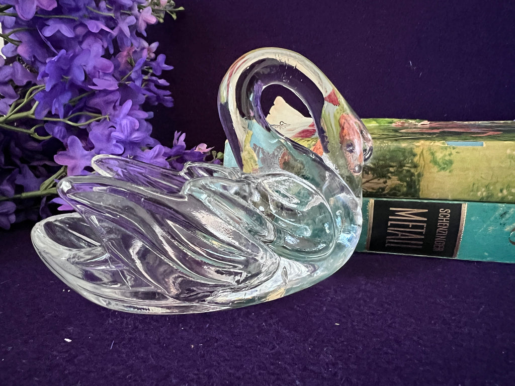 Vintage Pressed Glass Swan Trinket Dish — Grandmillennial Vanity Catchall