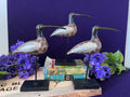 Vintage-Style Shorebird Sculptures with Embossed Metal Wings - Trio