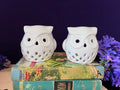 Vintage White Ceramic Owl Tealight Holders – Set of 2