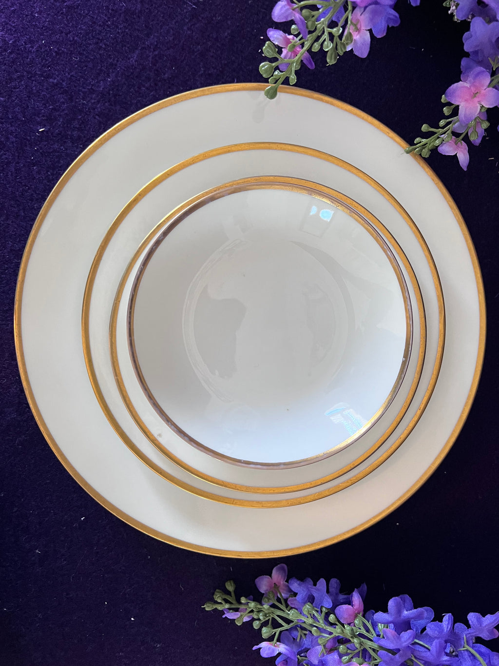 Grand Turn-of-the-Century Limoges France White & Gold Estate Dinner Service - 93 Pieces