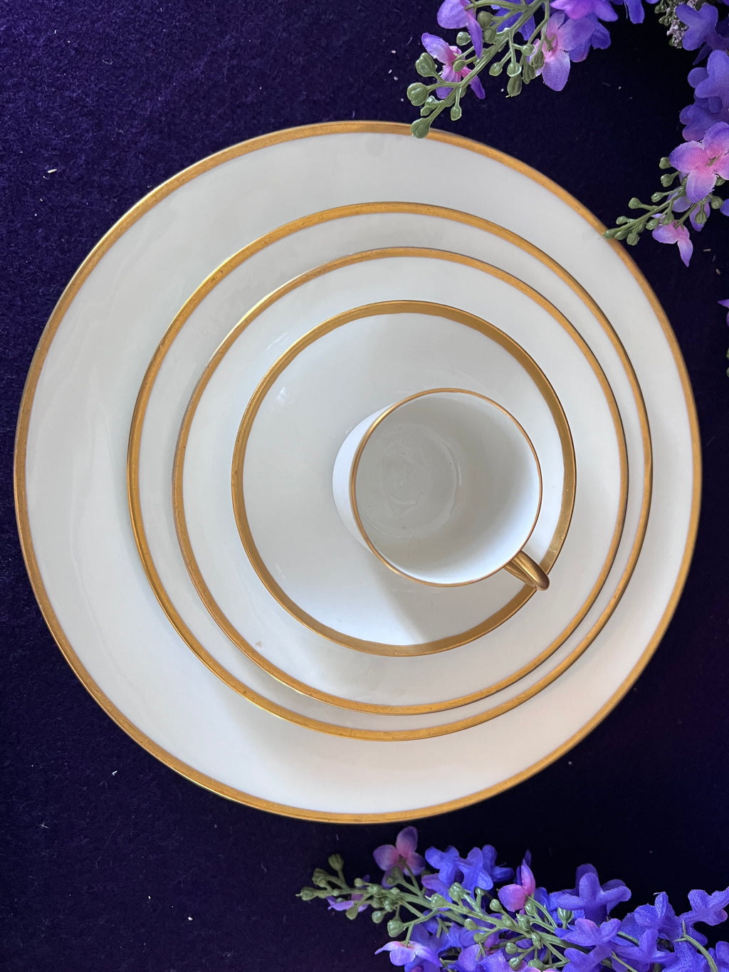 Grand Turn-of-the-Century Limoges France White & Gold Estate Dinner Service - 93 Pieces