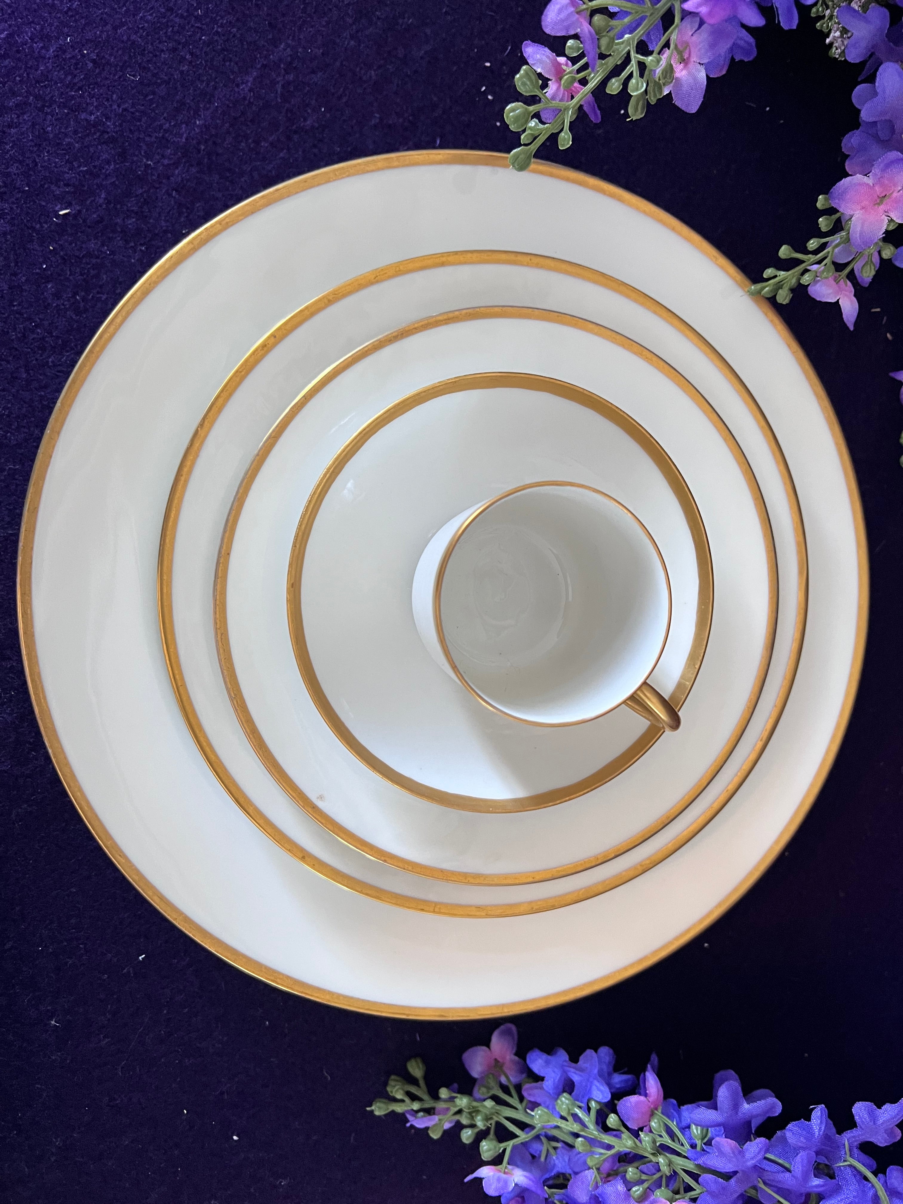 Grand Turn-of-the-Century Limoges France White & Gold Estate Dinner Service - 93 Pieces