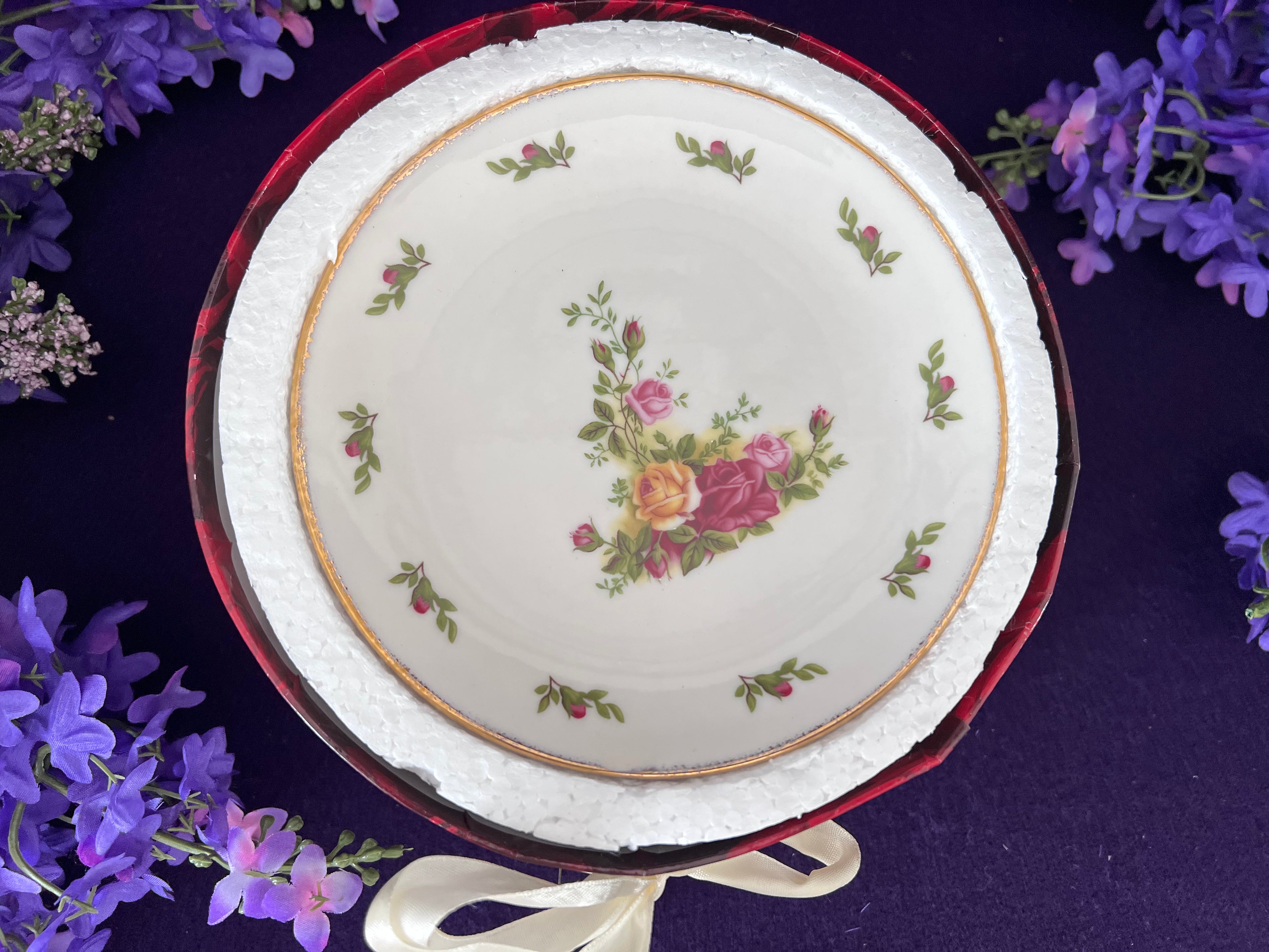 Vintage Royal Albert "Old Country Roses" Miniature Tea Set with Original Presentation Box - 9-Piece Complete Mini Tea Service