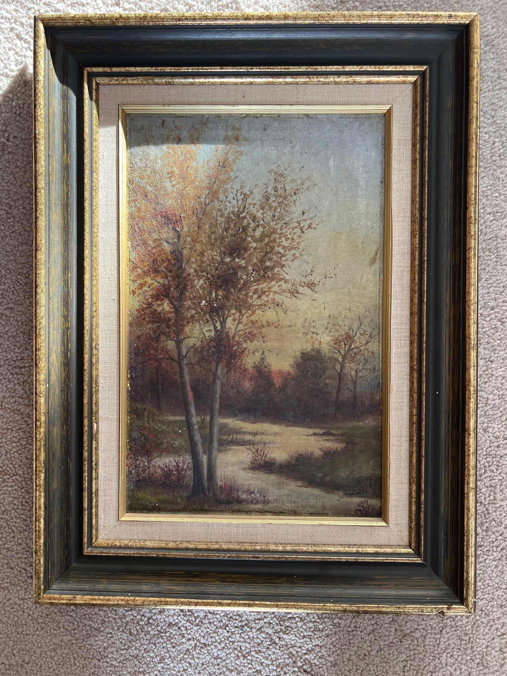 Original Landscape Oil Painting in Ornate Custom Frame