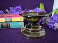 Vintage Mid-Century Olive Green Pressed Glass Pillar Candle Holder — 1970s Avocado Retro Decor