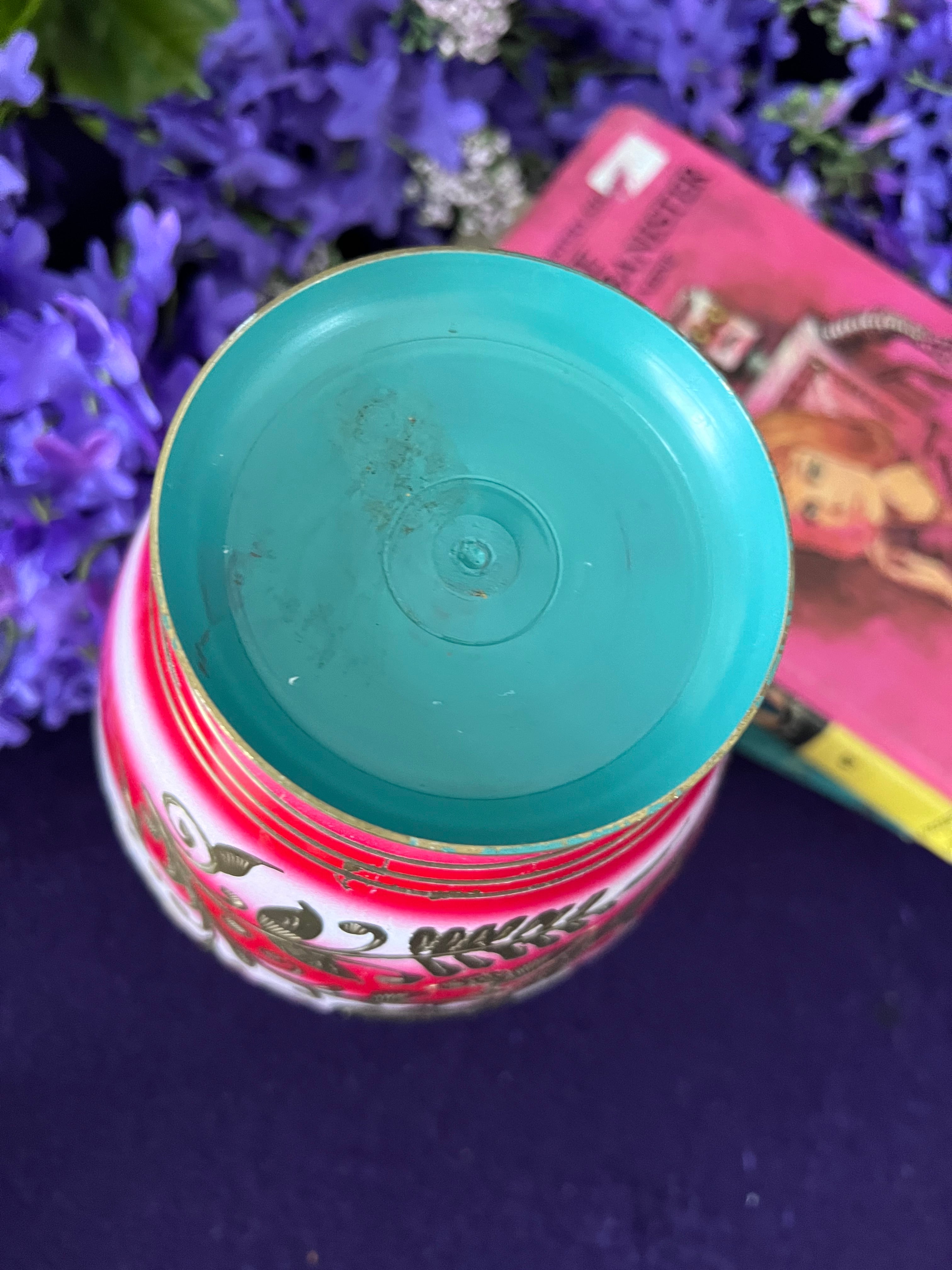 Vintage Indian Brass Enamel Floral Vase — Pink, Red & White Ombre, Hand-Etched Boho Grandmillennial