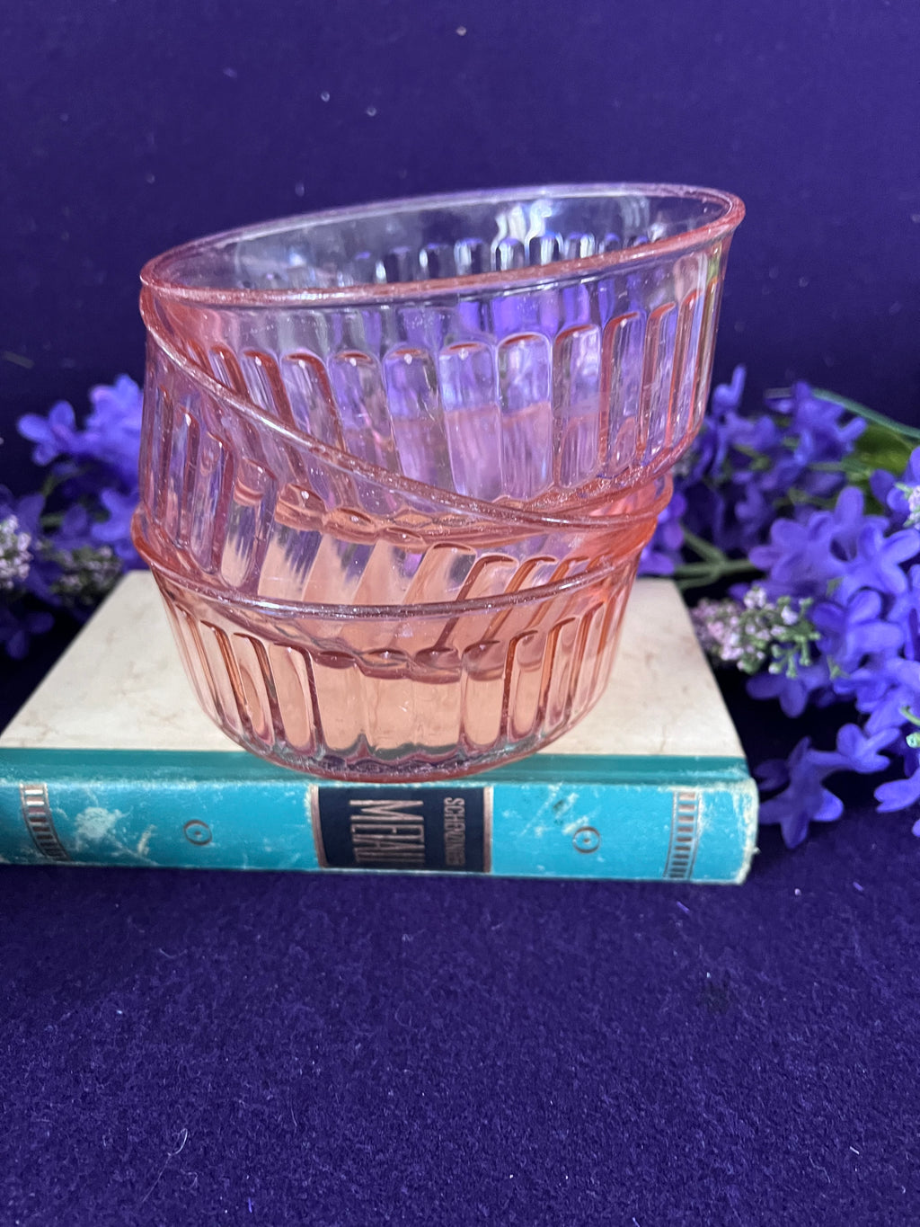 Vintage Pink Depression Glass Ribbed Bowls — Set of 3, 1930s–1940s Grandmillennial Kitchen