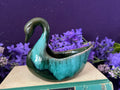 Vintage Blue Mountain Pottery Swan Planter — Green Drip Glaze, Collingwood Ontario c.1970s
