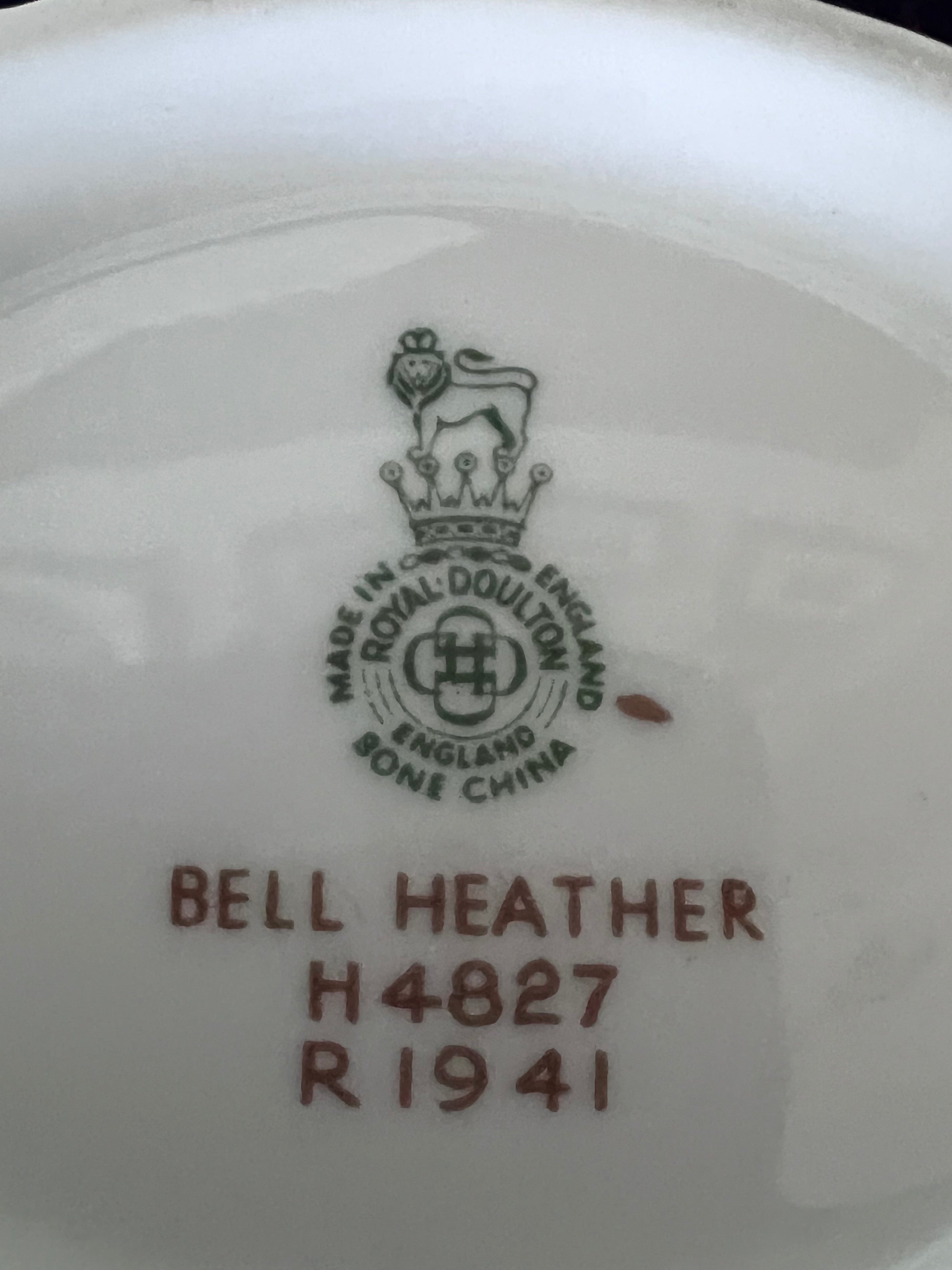 Vintage Royal Doulton "Bell Heather" Bone China Set - Signed by Artist P. Curnock