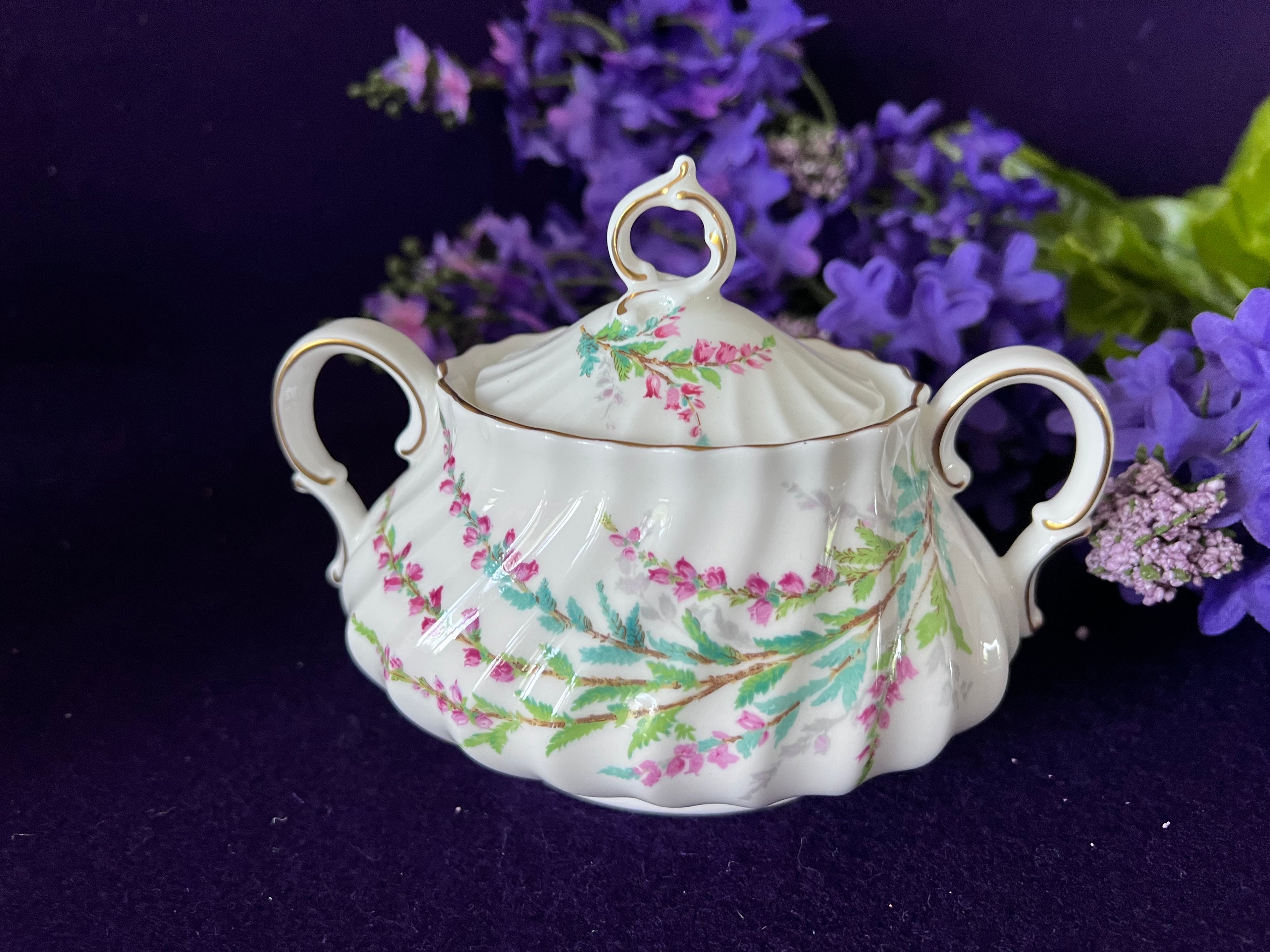 Vintage Royal Doulton "Bell Heather" Bone China Set - Signed by Artist P. Curnock
