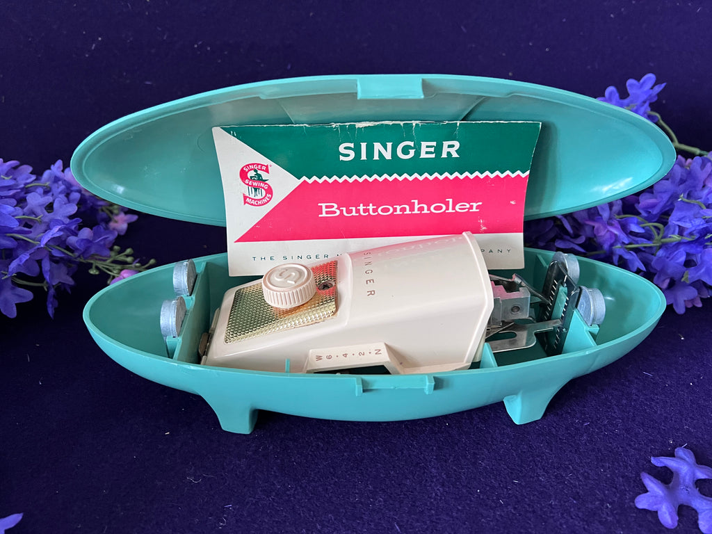 Vintage Singer Buttonholer Attachment Set – Model 160506 – Complete with Case, Manual & Templates