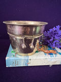 Vintage Solid Brass Planter/Cachepot – Rope Trim & Tassel Accent – Made in India