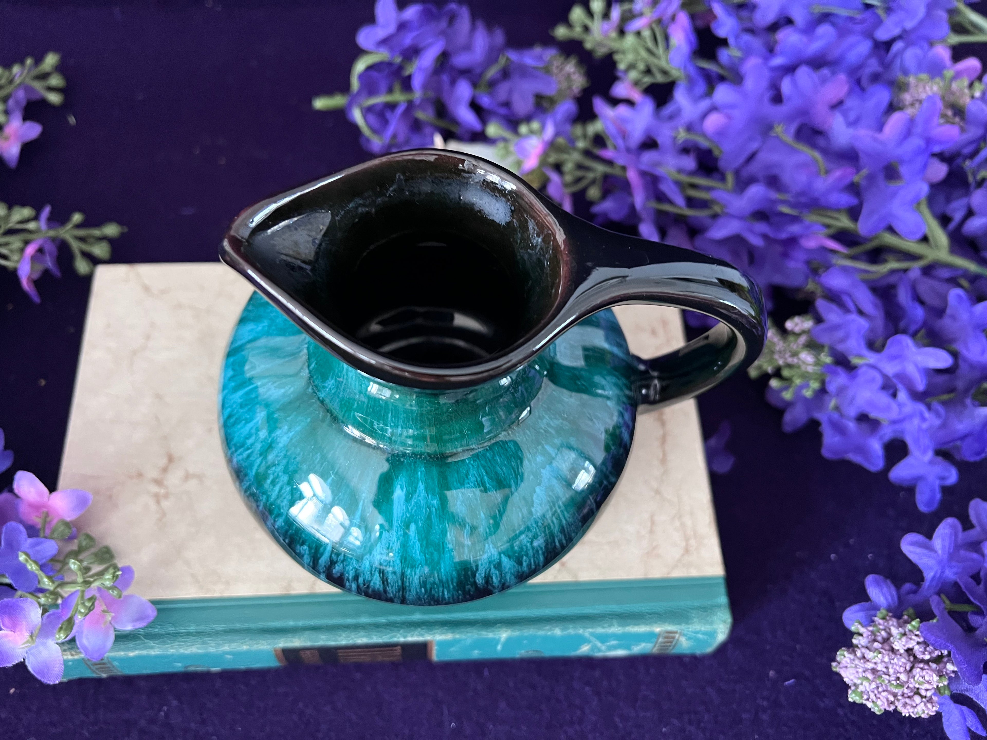 Vintage Blue Mountain Pottery Creamer – Green & Teal Drip Glaze