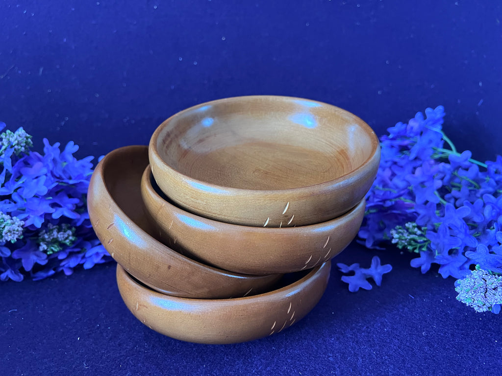 Vintage Baribocraft Canada Mid-Century Modern Carved Wooden Salad Bowls - Set of 4