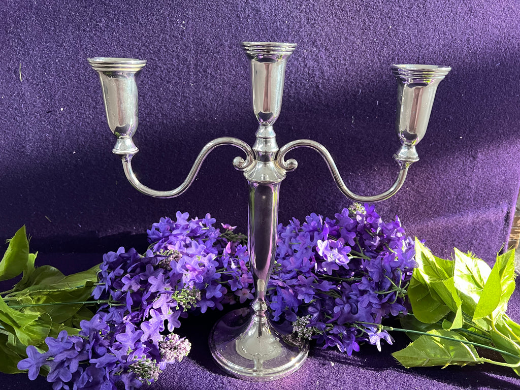Vintage Godinger Silver-Plated 3-Light Candelabra – Classic Polished Silver Table Centrepiece
